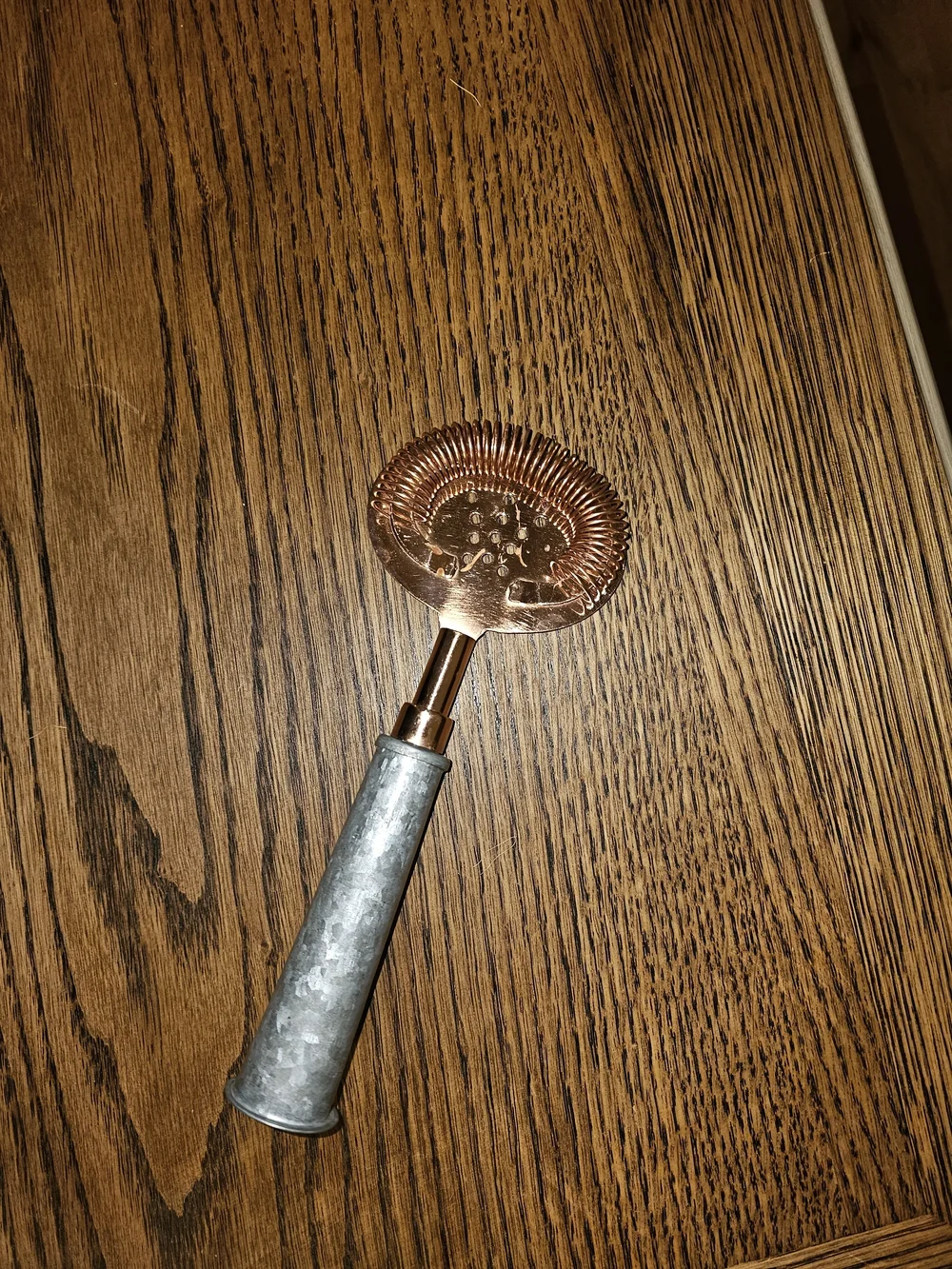 Copper Spring Hawthorne Cocktail Strainer with Galvanized Handle
